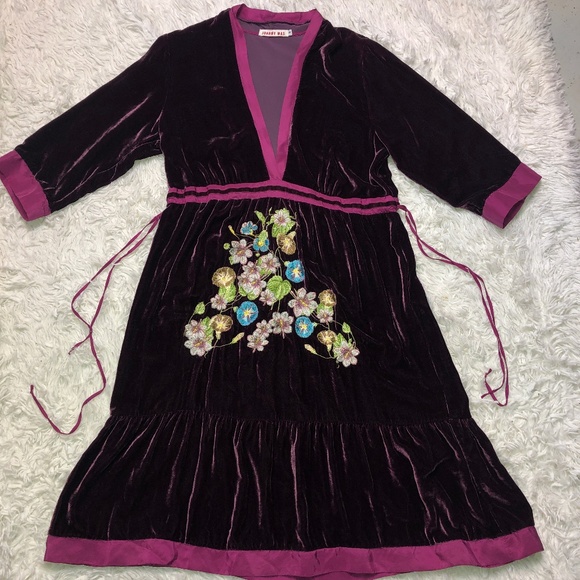 Johnny Was Dresses & Skirts - Boho Johnny Was purple silk velvet floral dress